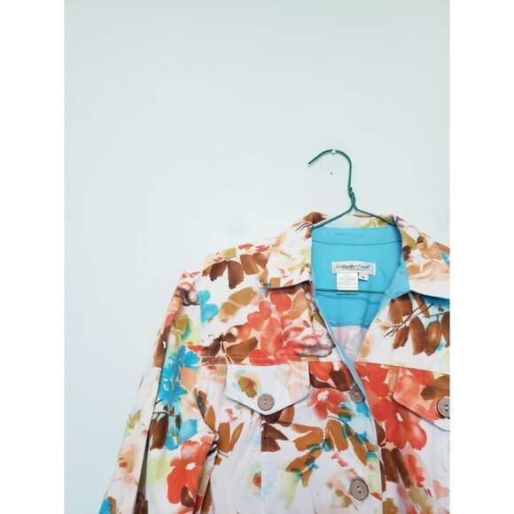 Coldwater Creek Womens M Light Jacket Floral Button Front Girlcore Chic Spring - Picture 4 of 5